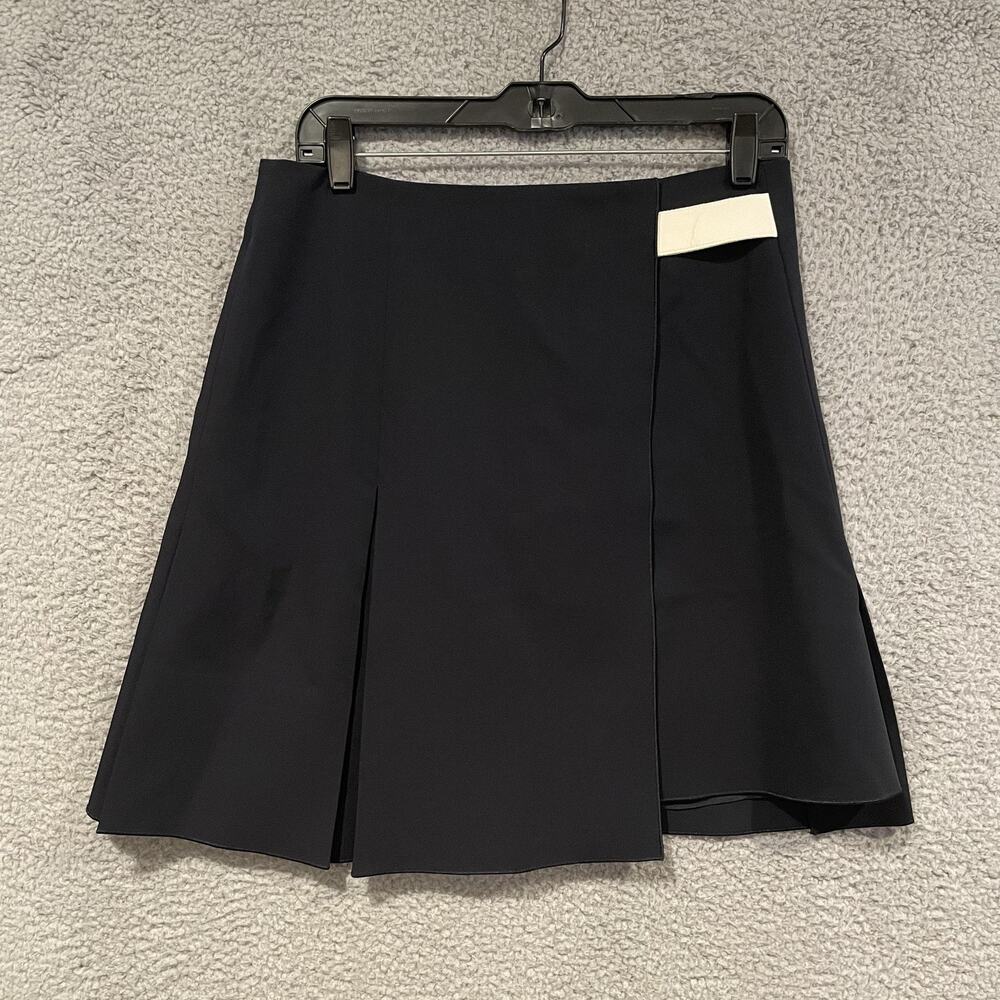 Reed Krakoff Skirt Womens 8 Pleated Wool Blend Leather Accent Made in USA